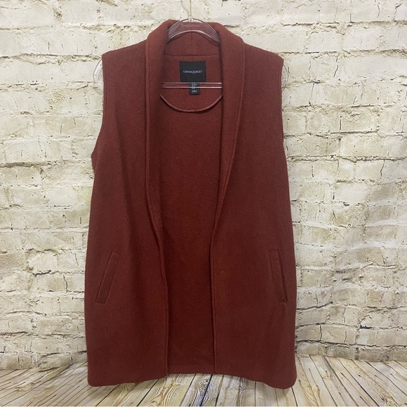Cynthia Rowley Rust Color Wool Blend Boiled Wool Duster Cardigan Sweater - Picture 1 of 5